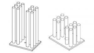 Fin Array based on Optimal Design (left); Half Length Version of the Optimal Design (right).